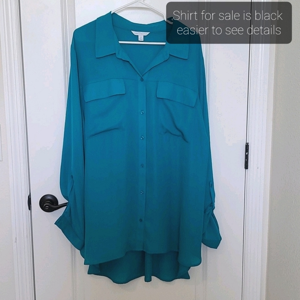 Boutique Black Button Down High Low Blouse